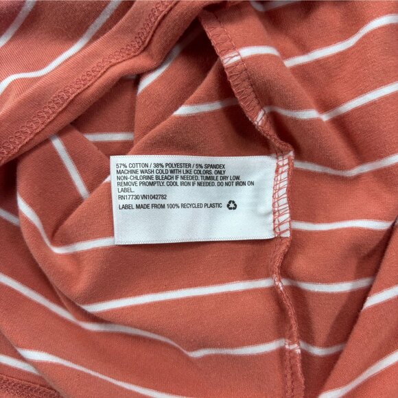 Isabel Maternity By Ingrid & Isabel light Orange & White Striped Ruched Short Sl - Picture 10 of 10